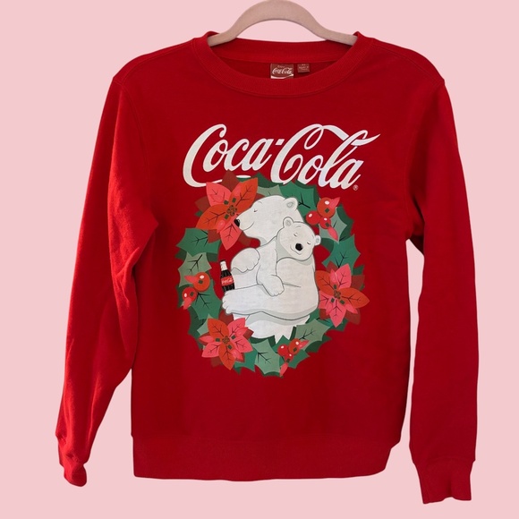 Coca-Cola Holiday Polar Bear Christmas Sweatshirt Red XS - Picture 1 of 8